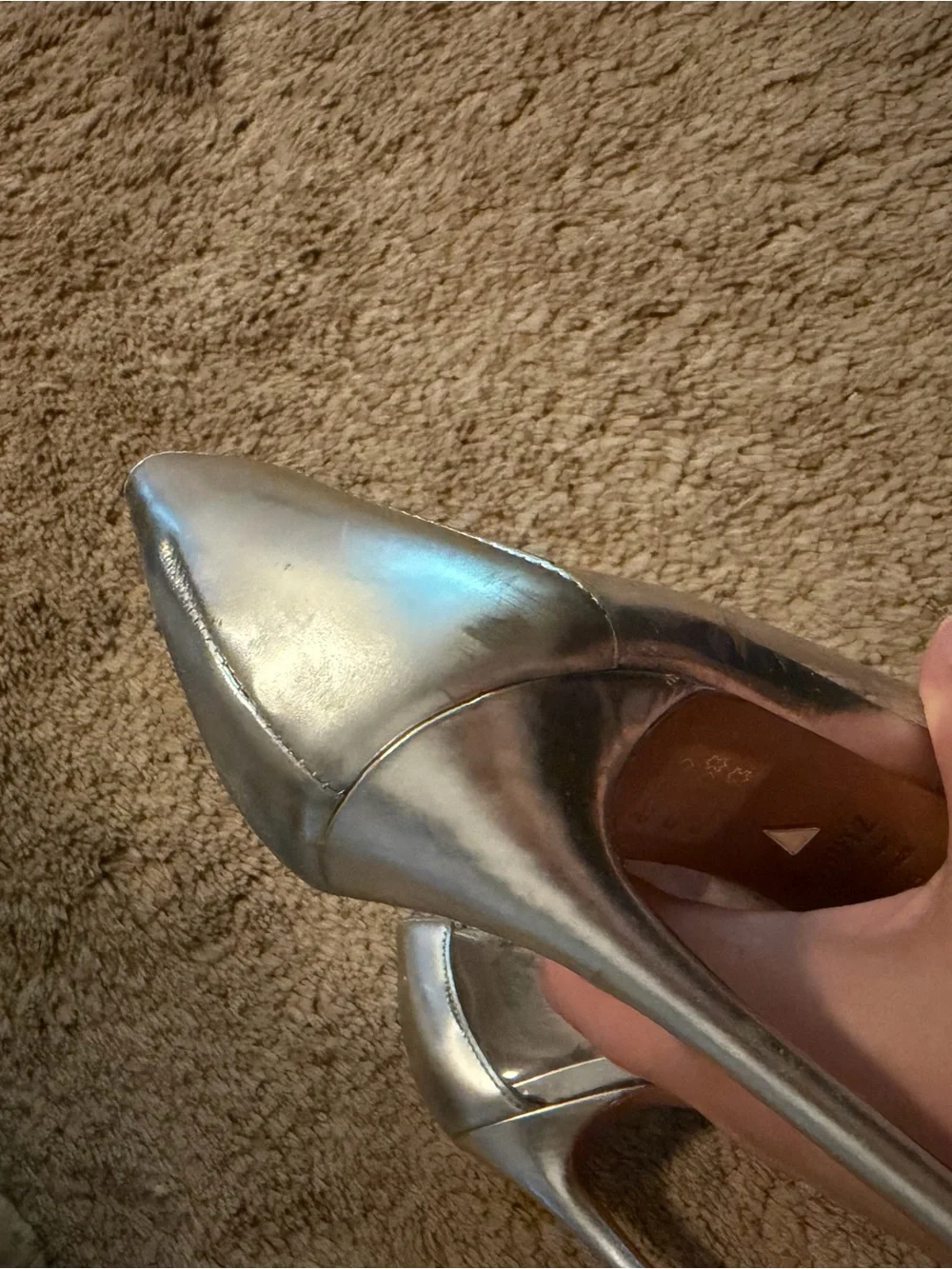 SCHUTZ Silver Pointed-Toe Pumps with Clear Panels